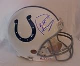 Peyton Manning Hand Signed Autographed Indianapolis Colts Full Size Riddell Replica Football Helmet w/ Photo of Signing