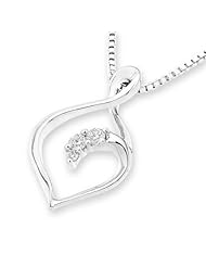 (X1000Diamond) 18K/750 White Gold Polished Finish 3 Stones Infinity Diamond Pendant W/925 Sterling Silver Chain (0.06 carats, G-H color, VS2-SI1 Clarity)