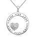 Sterling Silver Diamond Heart In Circle Pendant with 