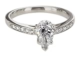 Platinum Pear Cut Diamond Ring (GIA Certified 1 ct, F Color, VS2 Clarity), Size 6