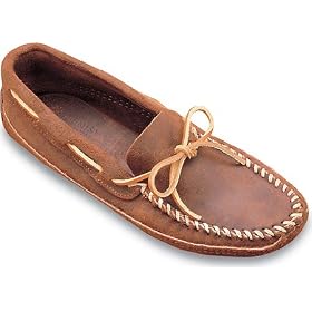 Mens Minnetonka Moccasins Ruff Leather Double Bottom Softsole Moc Brown by Minnetonka