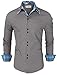 TAM WARE Mens Trendy Slim Fit Inner Checkered Button Down Shirt TWNMS323S-GRAY-US M