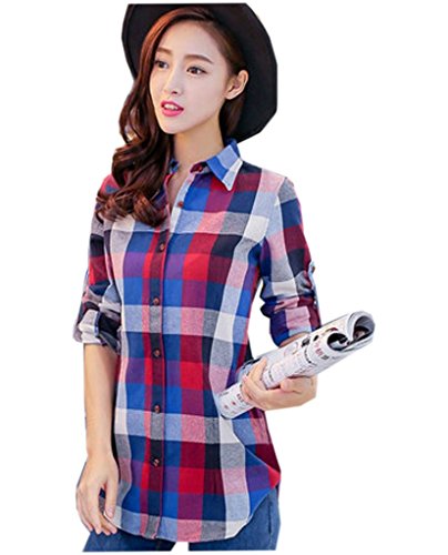 【PALERO・パレロ】 選べる5色 ブラウス チェックシャツ チェック 長袖 トップス シャツ レディース レディーズ エレガンス きれいめ スタイル ロング 体系カバー 大き目 春 秋