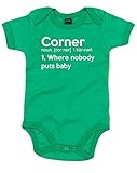 (コーナー、誰も赤ちゃんを置かない。) Corner, Where Nobody Puts Baby, プリント　ベビースーツ - グリーン/白 12-18 ヶ月