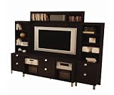 Delano TV Stand with Hutch and Two Media Towers - Chocolate