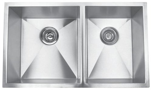Yosemite Home Decor MAGRA3219BL 16-Gauge Stainless Steel Undermount Double Square Bowl Sink, 32-by-19-by-10-1/4-Inch, Satin