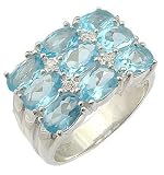 Aquamarine Simulated CZ Sterling Silver Ring