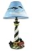 Serene Lighthouse Table Lamp W/ Seagull Print Shade