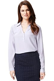 Autograph Pure Silk Open Neck Collar Blouse