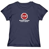 T-SHIRT WOMAN NAVY BLUE  STOP BARBADIAN START KISSING  BARBADOS