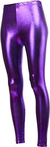 GOODSNEEDS Shiny Metallic Leggings Violet
