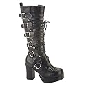 GOTHIKA-200, 3 3/4' Blk Pu Lace-up Front Knee Boot