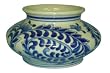 Antique Finish Blue and White Porcelain Vase or Jar, handpainted with fern design