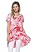 Frumos Womens Short Sleeve Tie Dye Spandex Hi-Low Tunic Top