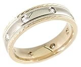 0.25Ct. Round Diamond 14K. Two Tone Gold Wedding Band Ring