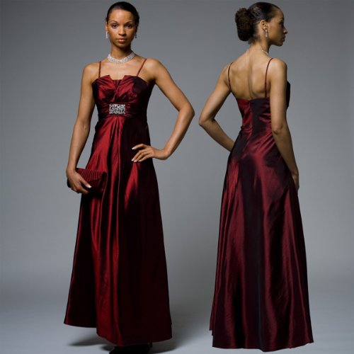 Changierendes Ballkleid “Lily” mit hoher Taille und Spaghettiträgern, Bordeaux