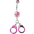 Pink Gem Camouflage Handcuffs Belly Ring