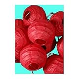 4"D Chinese Solid Red Paper Lantern Lights (String of 10)