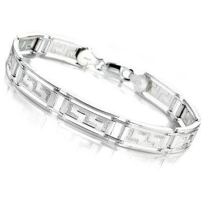 Sterling Silver 9MM Greek Key Bracelet - 8