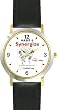 Habit 6 - Synergize (English Text) - DELUXE TWO-TONE WATCH from THE 7 HABITS - WATCH COLLECTION BY WATCHBUDDY&reg; - Arabic Numbers - Black Leather Strap-Size-Large ( Men's Size or Jumbo Women's Size )