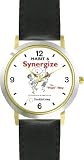Habit 6 - Synergize (English Text) - DELUXE TWO-TONE WATCH from THE 7 HABITS - WATCH COLLECTION BY WATCHBUDDY&reg; - Arabic Numbers - Black Leather Strap-Size-Large ( Men's Size or Jumbo Women's Size )