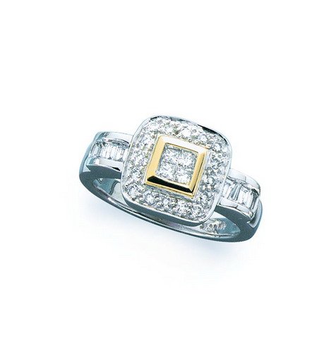 14K Two Tone Gold 1/2 ct. Princess Cut Diamond Engagement Ring