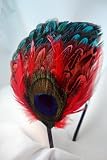 NEW NEW Peacock Red & Blue Feather Headband, Limited.