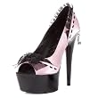 Pink Ruffle Peep Toe Pump Shoe Women's Sexy High Heel Shoes 6 Inch Heel Satin Lace Penthouse