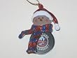 NEW YORK ISLANDERS 2.5" Striped Snowman with Scarf Slap Shot Hockey Puck CHRISTMAS ORNAMENT