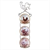 Rooster Decorators Plates Set Of Four With Wall Rack