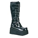 3 1 4 Inch Platform 5 Buckled Blk Pat Knee Boots (Black Pu;Mens 12) 