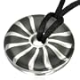 Round Black Glass Pendant with Stainless Steel