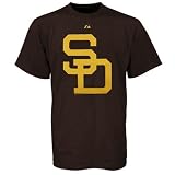 MLB Majestic San Diego Padres Brown Cooperstown Official Logo T-shirt