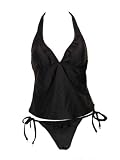 Be Creative Black Ruffled Tankini w/Pearls S/P