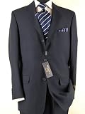 Made in Italy Nicoletti Couture Men Suits 3 Button Wool 150's Flat Front Pants Navy