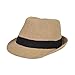 Classic Burlap Style Tan Fedora Straw Hat, Black Band