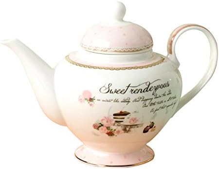 JSAron China Vintage Pink Rose Flower Porcelain Teapot