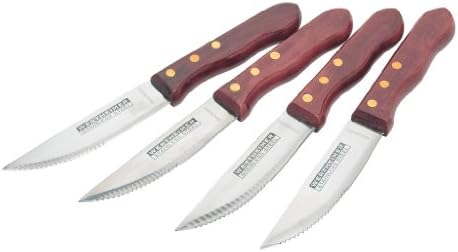 Wertheimer Gourmet Steak Knife, 8 Knife Value Bundle (2 Sets of 4 Knives) - Large Steak Knives forged from surgical stainless steel & triple riveted in a real wood handle. This Is NOT a puny plastic handled knife. Great for those who love steak and want a REAL steak knife!