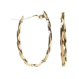 18kt Gold over Sterling Silver Hidden Clickit 29mm Long Twisted Hoop Earrings