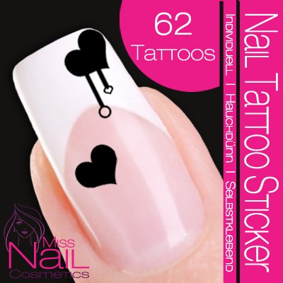 Nail Tattoo Sticker Herz - schwarz Preisvergleich