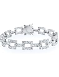 Bling Jewelry Square Links Sterling Silver CZ Tennis Bracelet 7in