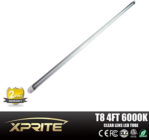 XtremeLED® 4 Pack of 20W LED T8 T10 Tube (50W equivalent) for 48" 1.2m 4ft Fluorescent Light Lamp Fixture Replacement, 6000K (Cool White), No Ballast, No UV&IR, Single-Ended Power, Clear 1-Line, ETL Listed & DLC Qualified