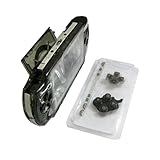 TRANSPARENT BLACK FRONT+BACK FACEPLATE&BUTTONS for PSP 2000