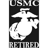 USMC RETIRED Eagle, Globe & Anchor white window or bumper sticker 
