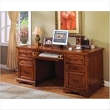Kathy Ireland Home by Martin Furniture Charlotte Double Pedestal Wood Computer Desk in Cherry