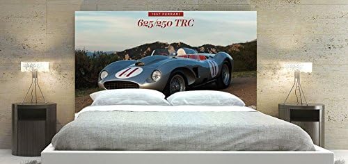 Upholstered Bed Headboard with Solid Wood Frame - Ferrari Car 250 TRC Front Imagery Custom Theme (Double Size: 54 x 36 inch)