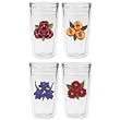 Flowers in Bloom 12 oz Slimline Insulated Beverage Tumblers Set, Clear (4 designs)