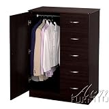Wardrobe Bedroom Storage Dresser in Espresso Finish