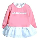 (ポルトプエルト) Porto Puerto 綿 シャツ 長袖 トップス 女の子 ガールズ ベビー 赤ちゃん キッズ 子ども 80㎝ 90㎝ 桃色 薄桃色 紫 黒 チュニック 春秋 カジュアル (80