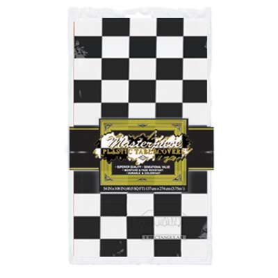 54" x 108" RACING Fans CHECKERED Flag Tablecloth/BLACK & White CHECKER/RACE CAR PARTY/NASCAR INDY Event DECOR/DECORATIONS/Plastic